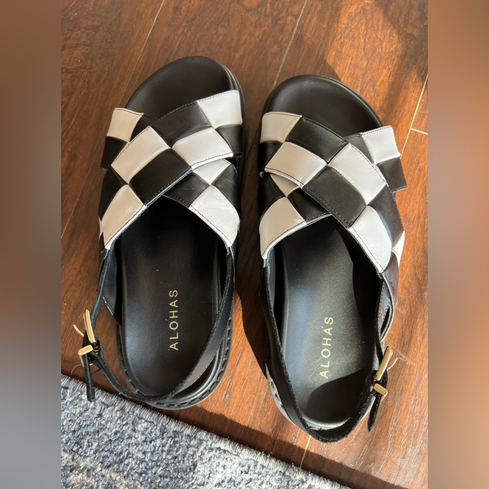 Alohas Marshmallow checkered leather sandals